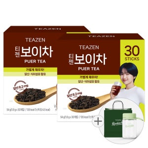 티젠 보이차 추출분말 30스틱입X2박스+에코 보틀+쇼핑백