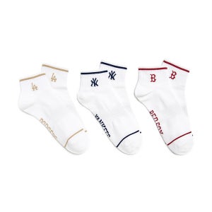 [MLB] 스트라이프 스몰 로고 발목 양말 3족세트 (2 COLOR)