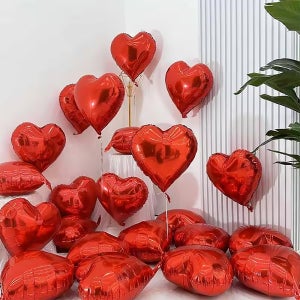 하트 유광 은박 풍선 45cm 레드