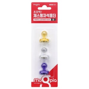 1533 초강력 체스형 자석홀더 (중) 21mm (3개입) MNMH-21 게시물 소품 고정 냉장고자석