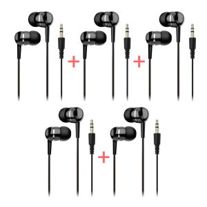 디보이스 IBE-B09 커널형 3.5mm 3극 1.5M 이어폰 번들 5개 1세트 블랙