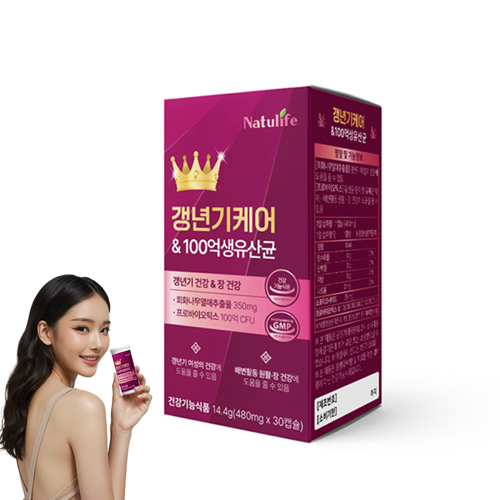 <b>갱년기</b> 영양제 100억 여성 유산균 보조제 여성<b>갱년기</b> 열감 회화나무추출물 30캡슐, 1개