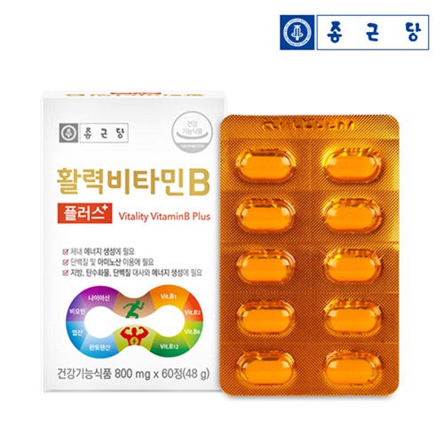 종근당 생기발랄 활력비타민B 800mg 활성비타민 b군 60정, 2개
