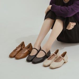 트리트 소가죽 메리제인 미들힐 3cm