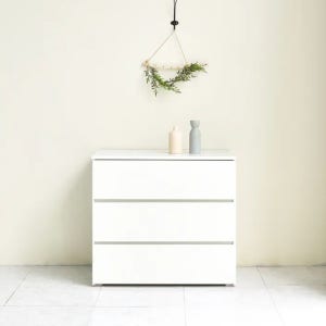 모빌리엔 안나 서랍장 와이드 드레스룸 안방 서랍장 800, 3단, 화이트