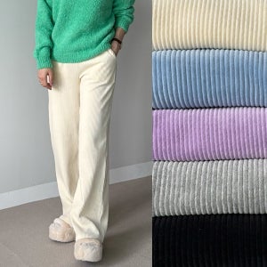 아오브 벨벳 코듀로이 와이드팬츠 키큰여자 키작녀 편한바지 밴딩 세가지기장