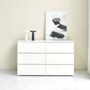 모빌리엔 안나 서랍장 와이드 드레스룸 안방 서랍장 1200, 3단, 화이트