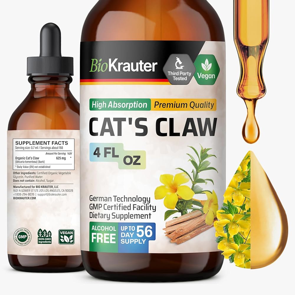 바이오 크라우터 <b>캣츠 클로</b> 팅크 - 면역 지원을 위한 리퀴드 허브 및 설탕 프리 비건 4 Fl Oz 2 Fl Oz (Pack of 1)