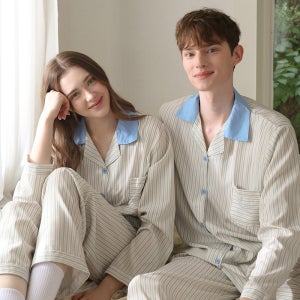 [2PACK] 주디앤 크레스 클린핏 커플잠옷 긴팔 파자마 상하의 세트 홈웨어