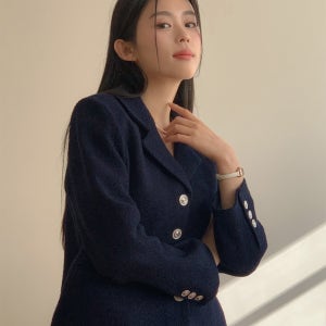 여성 트위드자켓 울 카라 가을 겨울 정장 오피스 자켓 하객룩 네이비 화이트 44-77