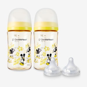 더블하트 PPSU 젖병 디즈니 클래식미키 240ml 트윈팩 세트 (젖병2개+젖꼭지2입)