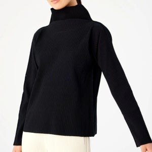 이세이미야케me 파인니트 플리츠 긴팔 터들 탑 블랙 KJ201