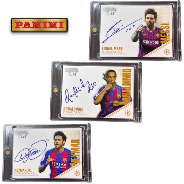 Panini 왕조 Fc 바르셀로나 리오넬 메시 Neymar Jr Ronaldinho Diy 사인 축구 스타 트레이딩 카드 생일 컬렉션