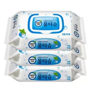 깨끗한나라 페퍼민트 물티슈 70매캡형 6팩