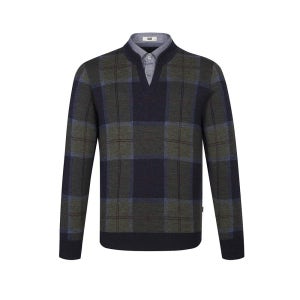 (2컬러) 울100 셔츠레이어드 체크 스웨터 DLW1SWRL110