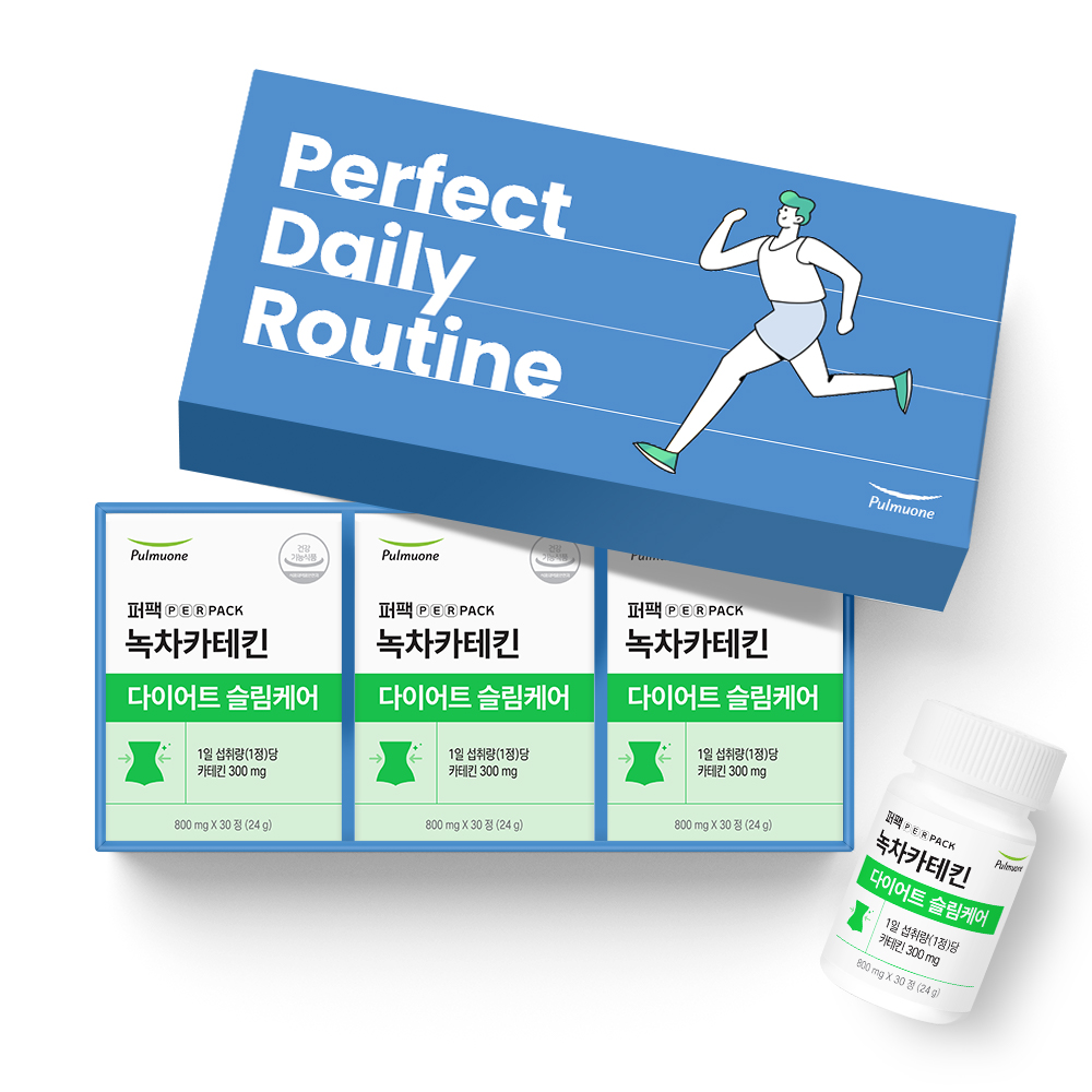 [선물세트] <b>풀무원</b> 퍼팩 녹차 <b>카테킨</b> 다이어트 슬림케어 3박스 - 체지방 관리