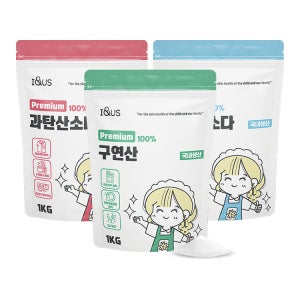 아이앤어스 프리미엄 100% 베이킹소다 과탄산소다 구연산 3종 세트 3kg 1개, 국내생산