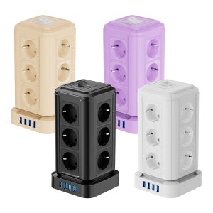 ORDFLES 16구 USB 타워형 멀티탭 고속 USB 충전 일체형 스위치 멀티탭 공간 절약형 수직 디자인