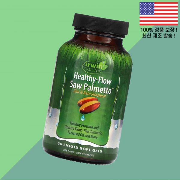 <b>어윈 내추럴</b> 헬시 플로우 쏘팔메토 60 액상 리퀴드 소프트젤 캡슐 60정 <b>Irwin</b> Naturals Healthy Flow Saw Palmetto Liquid Soft Gels