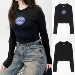 [타임세일 반값할인] 나이키 여성 슬림핏 크롭 러닝 긴팔 면 티셔츠 모달 롱슬리브