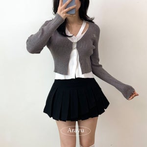 여리핏 크롭 니트 가디건 투웨이 레이어드 꾸안꾸 데일리룩 스타일 픽스후크 2color