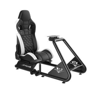 레이싱게임용 시트 거치대 스티어링 컨트롤러 브래킷 운전 A. 블랙 화이트 가죽 의자+수동