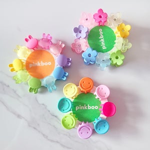 스마일 꽃 토끼 유아 아기 집게 헤어핀 삐침머리 정리 세트