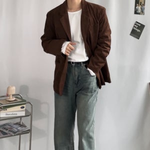 스웨이드블레이저 남자 오버핏 블레이저 가을 자켓