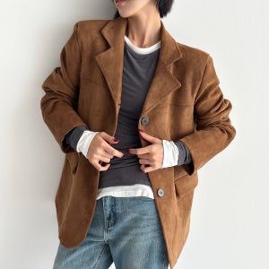 오버핏 테일러드 페이크 스웨이드자켓 인조스웨이드 빅사이즈 가을 간절기