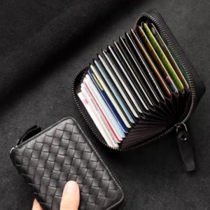 양가죽 카드지갑 남성 지퍼 고급 지갑 대용량 카드홀더 수납 아코디언