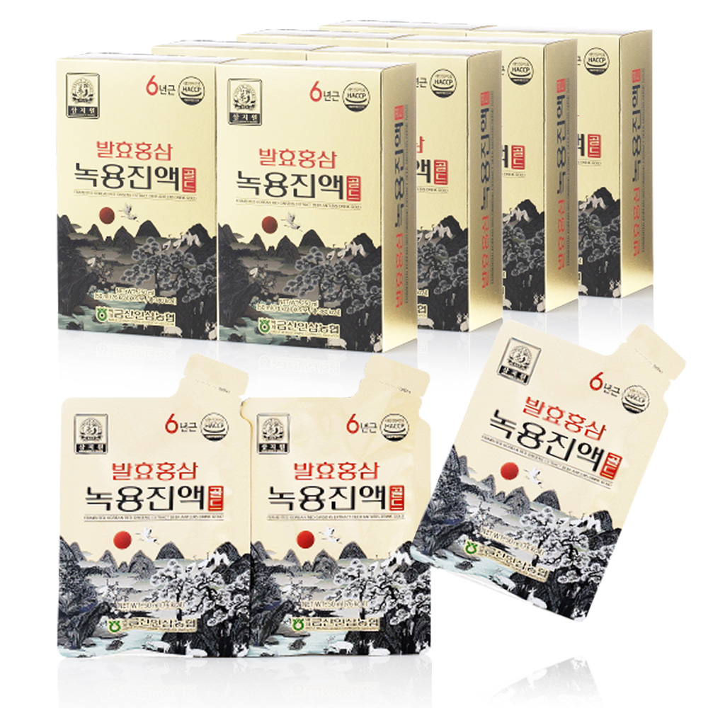 [<b>백제</b>인삼농협]삼지원 6년근 발효홍삼 녹용진액 골드 50mlx40포 <b>면역력</b> 강화 피로회복 선물세트