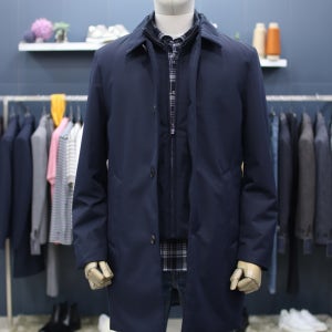 바쏘 프리미엄 구스다운 네이비 트렌치맥코트 남성 가을 겨울 아우터 BSY3CC03ANY