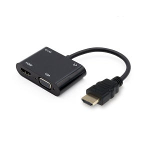 HDMI to HDMI VGA 동시출력 듀얼 컨버터 RGB변환기 젠더 모니터 프로젝터연결