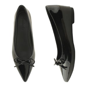 키높이 속굽 웨지 애나멜 리본 스틸레토 플랫 로우힐 4cm