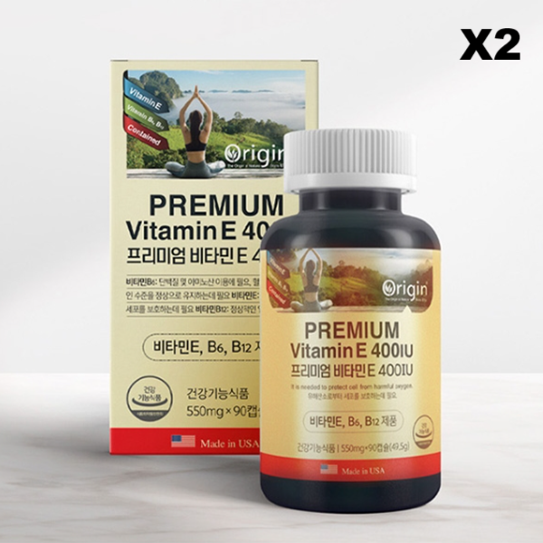 오리진 프리미엄 항산화 <b>비타민E</b> 400IU 550mg 세포보호 90캡슐, 2개