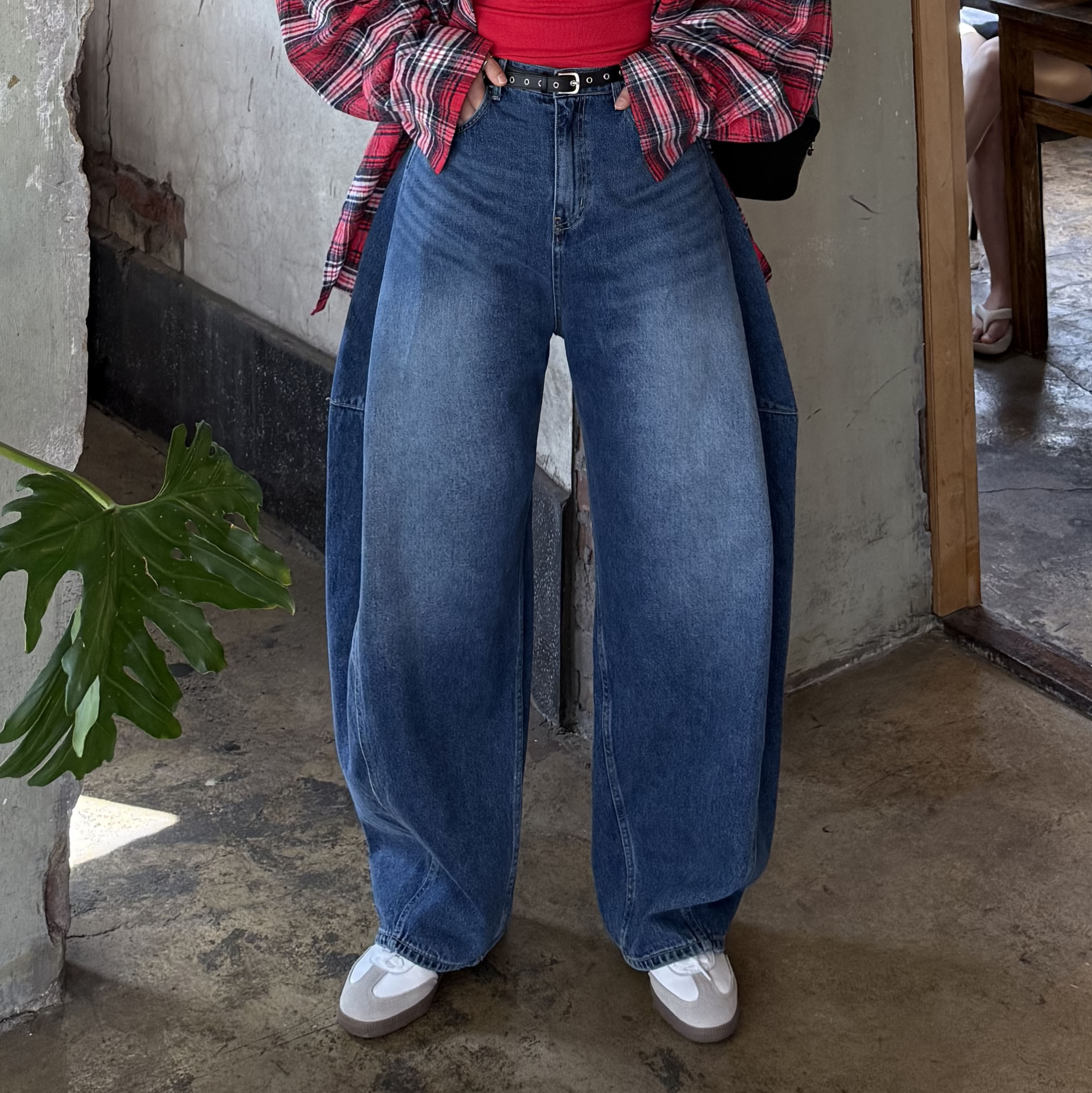 와이드커브데님팬츠 와이드핏청바지