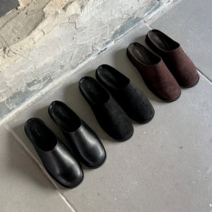 스웨이드 와이드 블로퍼뮬 클로그 슬리퍼 로퍼 여자 뮬로퍼 1.5cm