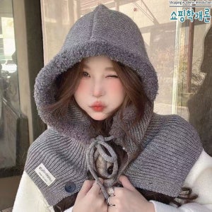 뽀글이 니트 바라클라바 후드목도리 넥워머 모자 머플러 방한용품