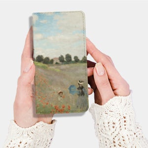 명화 디자인 슬림 지갑 플립 케이스 모네 004 Poppy Field, 갤럭시S24 울트라