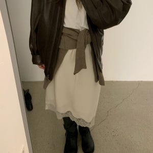 [당일발송] 바스켓 레이빈 스커트 밴딩 레이어드 레이스 새틴 실크 미디치마 (3c)