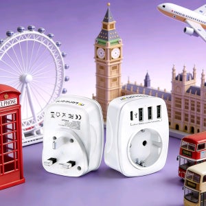 렌센트 해외 여행용 영국 규격 Type G 전환 플러그 싱가포르 말레이시아 어댑터 화이트