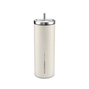 에스테반호프 스텐304 차량용 슬림 빨대 텀블러 600ml, 크림