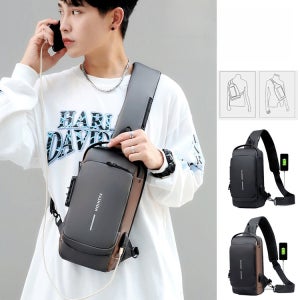 남성 가슴가방 가죽 방수 캐주얼 크로스백