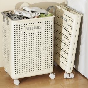 바퀴달린 접이식 빨래바구니 세탁바구니 다용도 틈새 정리함 중형(37x21x50cm)