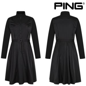 핑 골프웨어 여성 골프 원피스 벨티드 레이어드 반목 긴팔 PING 어패럴 D3JO151