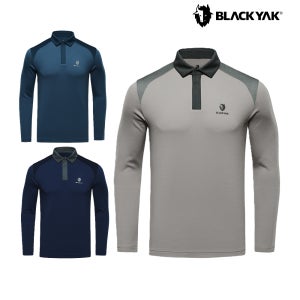 블랙야크 남성 배색형 폴로티 가을 겨울 얇은 기모 카라 스판 등산티 1BYTSF4010