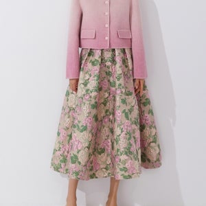 도톰원단 플라워 자가드 아방핏 플레어스커트 가을 하객룩 여성롱스커트 오리엔탈룩