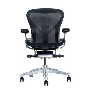 [1:1안심검수]허먼밀러 A타입 뉴에어론 풀펑션 의자+헤드레스트+플로어휠 CD+천연가죽 암레스트, 오닉스