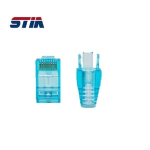 스티아 EZ RJ45 이지 커넥터 UTP 잭 CAT6 관통형 100개 블루