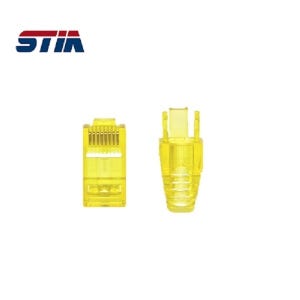 스티아 EZ RJ45 이지 커넥터 UTP 잭 CAT6 관통형 100개 옐로우